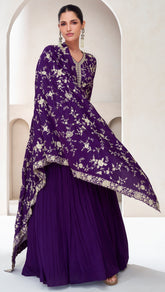 Designer Dark purple Alia Cut Anarkali Dress with Embroidery | bollywood dress | anarkali dress